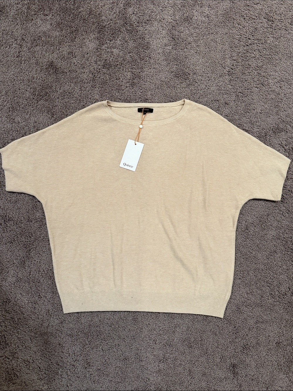 Quince Short Sleeve Cotton Cashmere Dolman Top - Cream